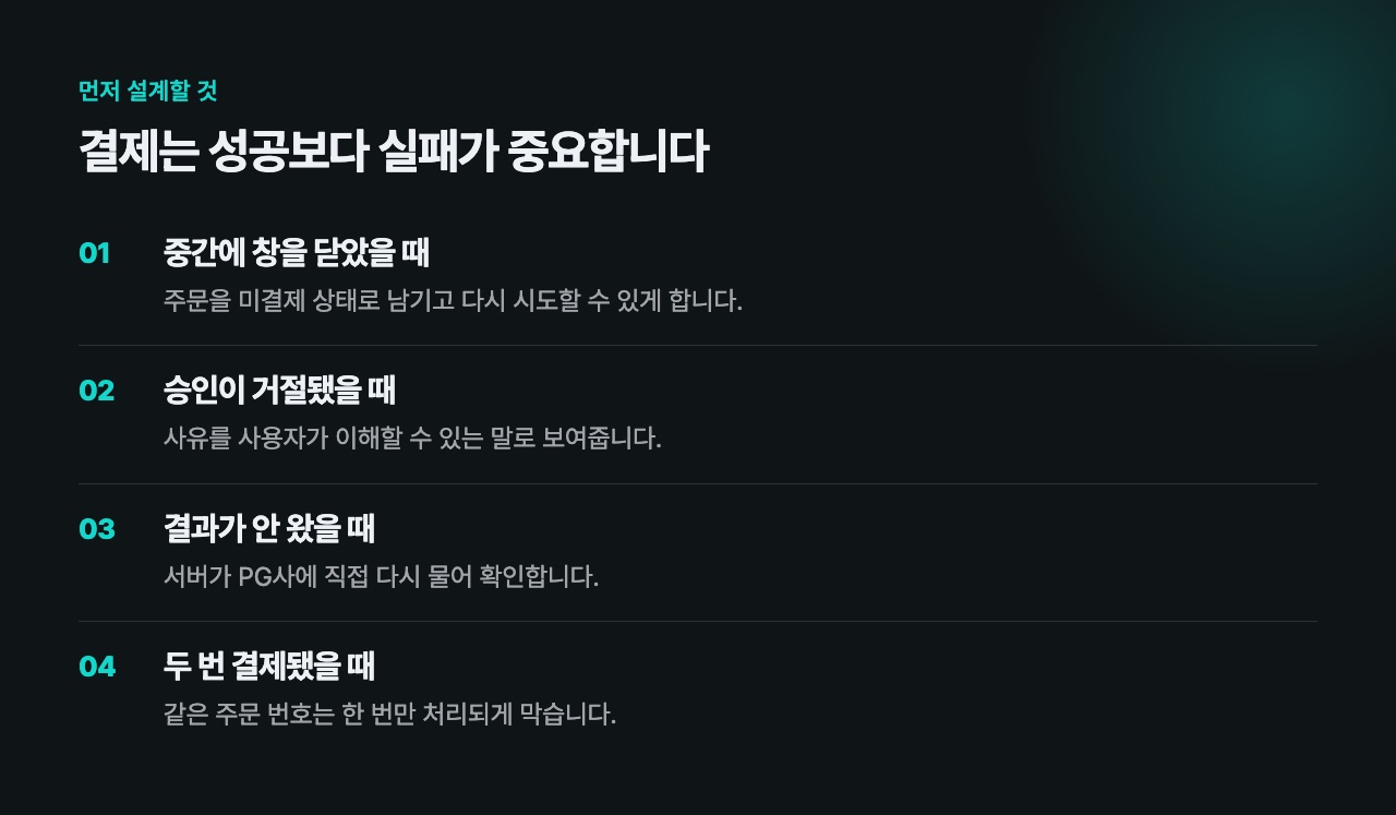 결제에서 먼저 설계해야 하는 실패 상황