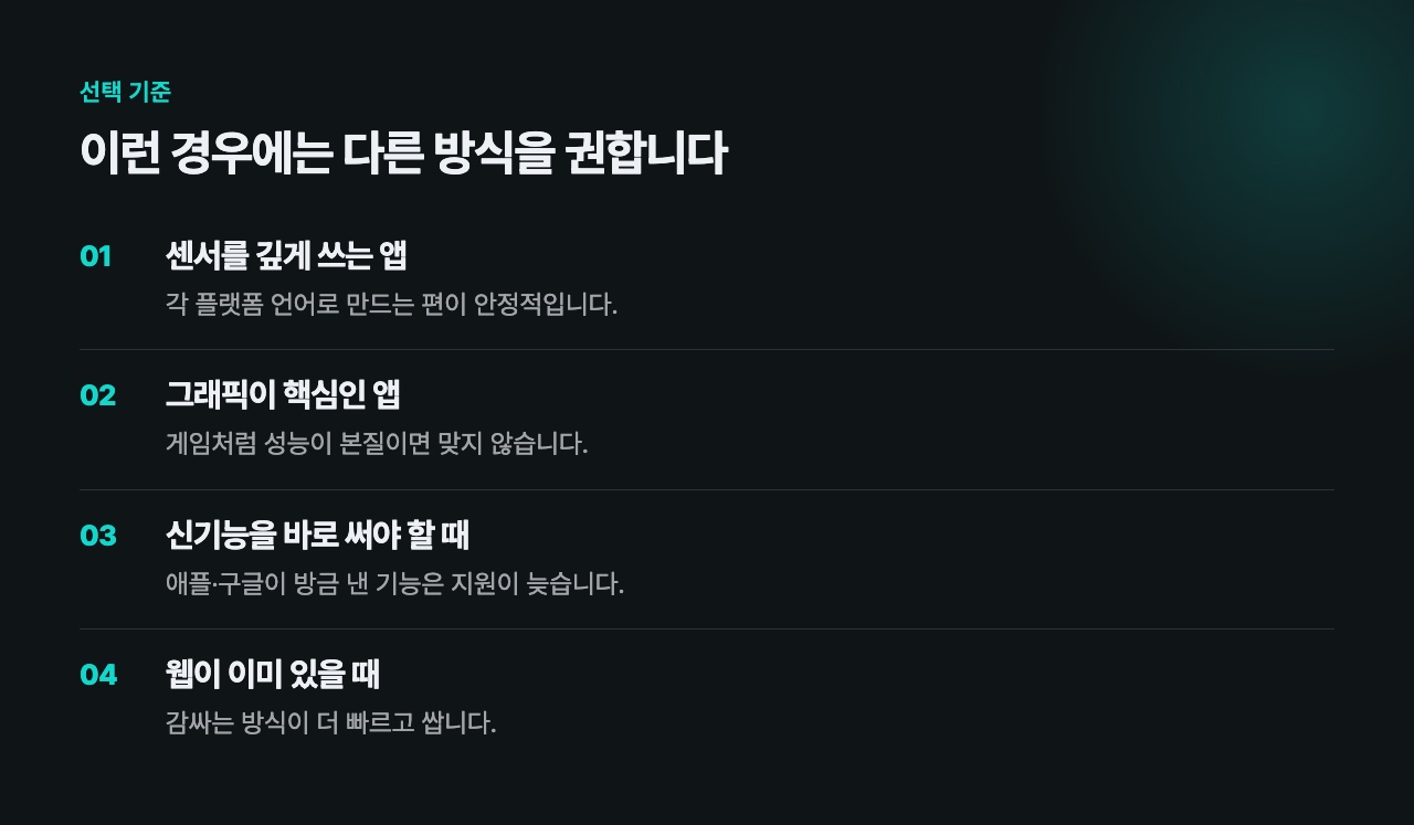 React Native가 맞지 않는 경우
